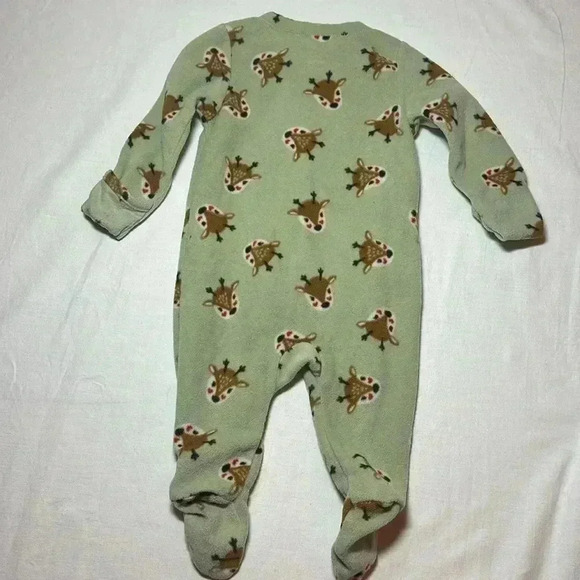 Old Navy - fleece baby Christmas reindeer footed pajamas. Size 0-3 months - Picture 3 of 4